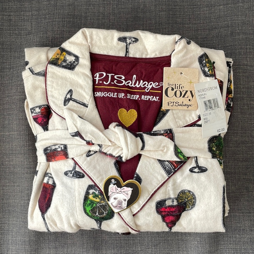 NWT PJ Salvage Long Sleeve Pajamas 3-piece Gift Set for Wine/Cocktail Lovers